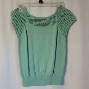 Collectif Mint Green Sweater Blouse Short Sleeve